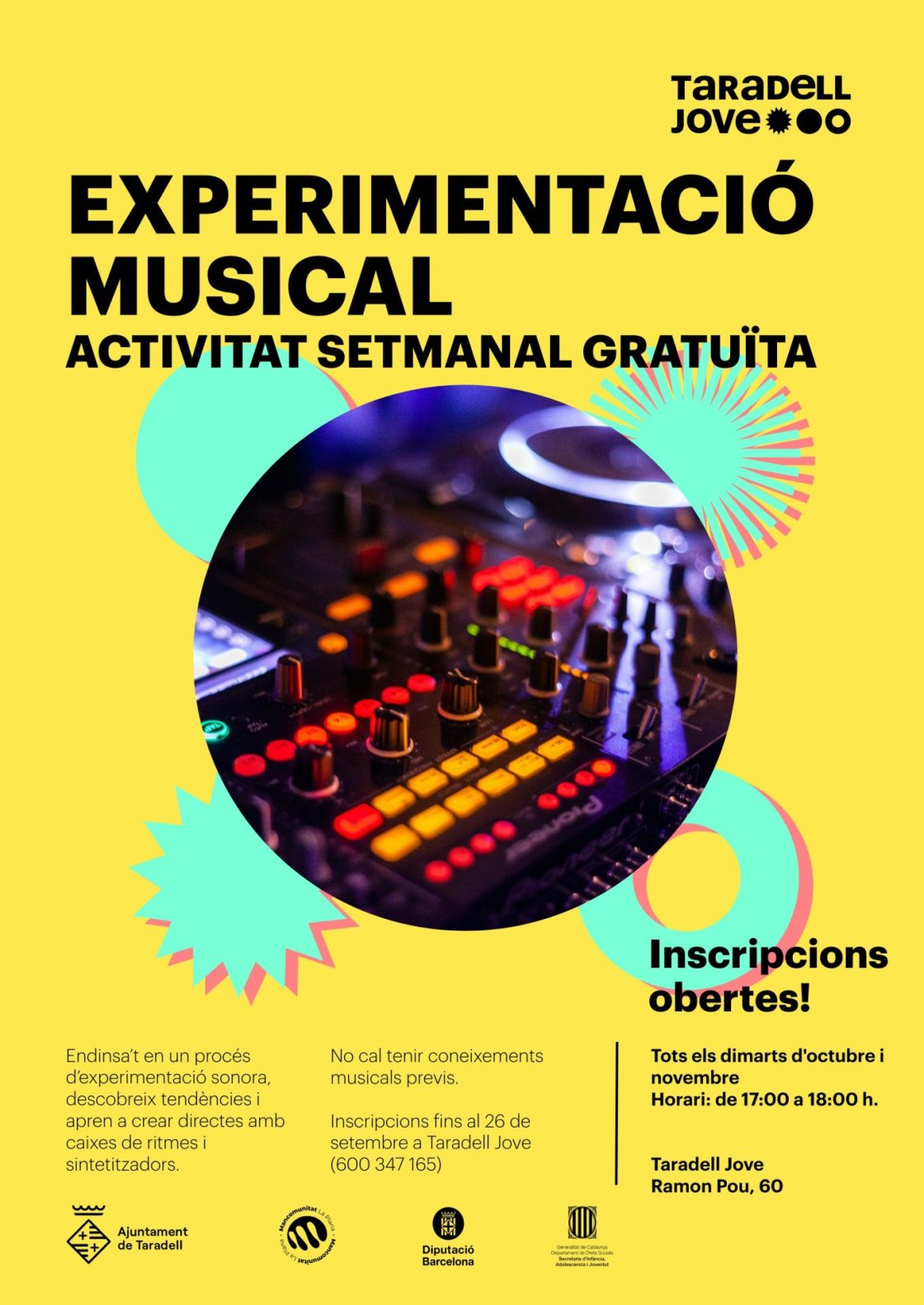 Cartell experimentació musical taradelljove