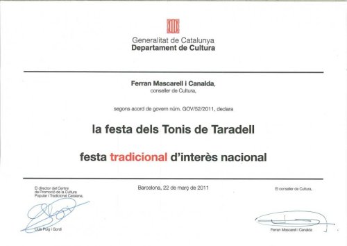 Diploma Festa d\'Interès Nacional