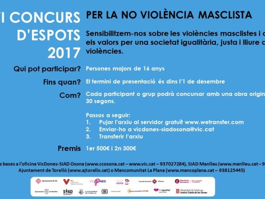 VI Concurs comarcal d’espots per a la no-violència masclista  